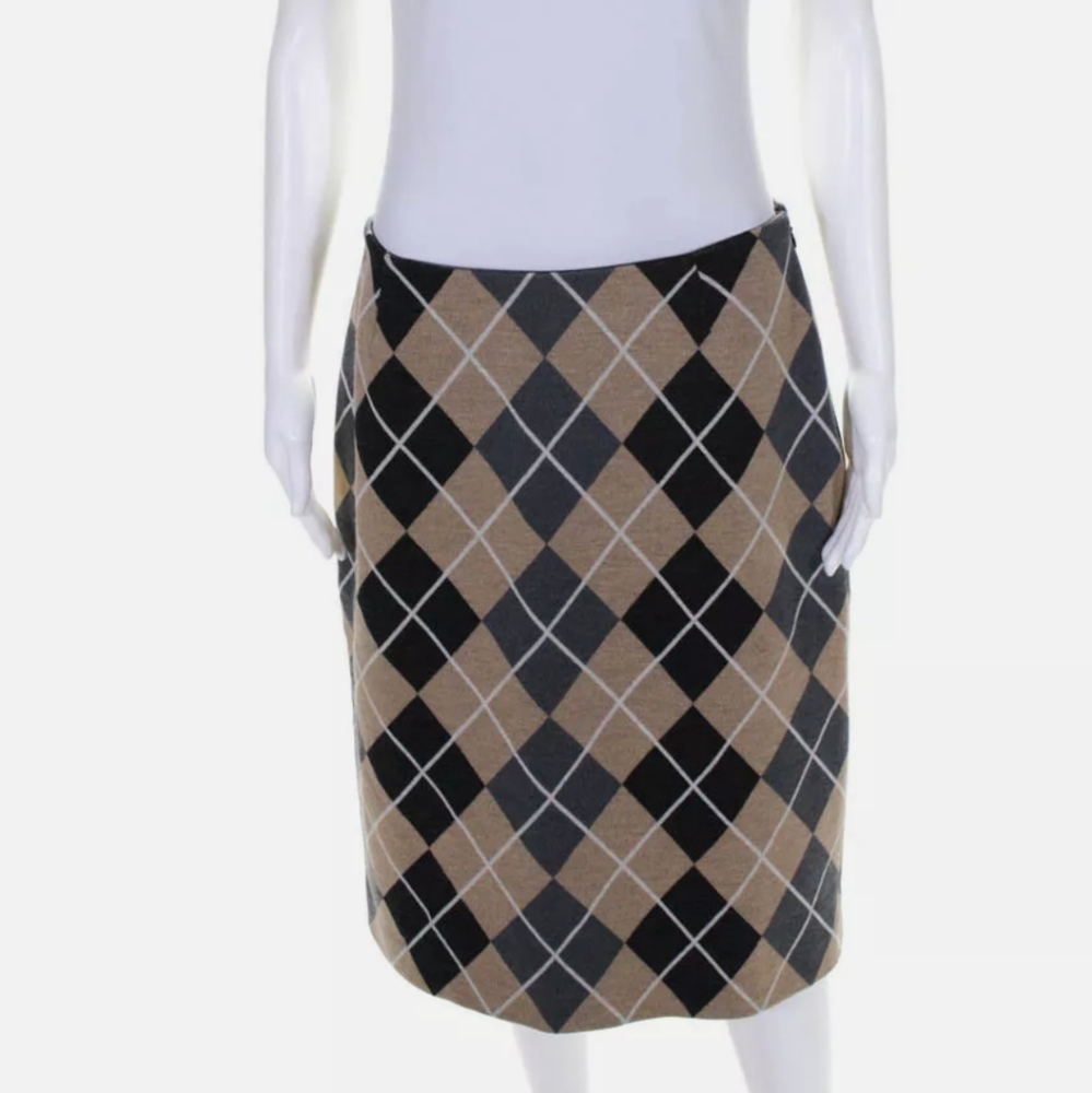 Michael Kors Vintave Wool Argyle Pencil Skirt Sz 12